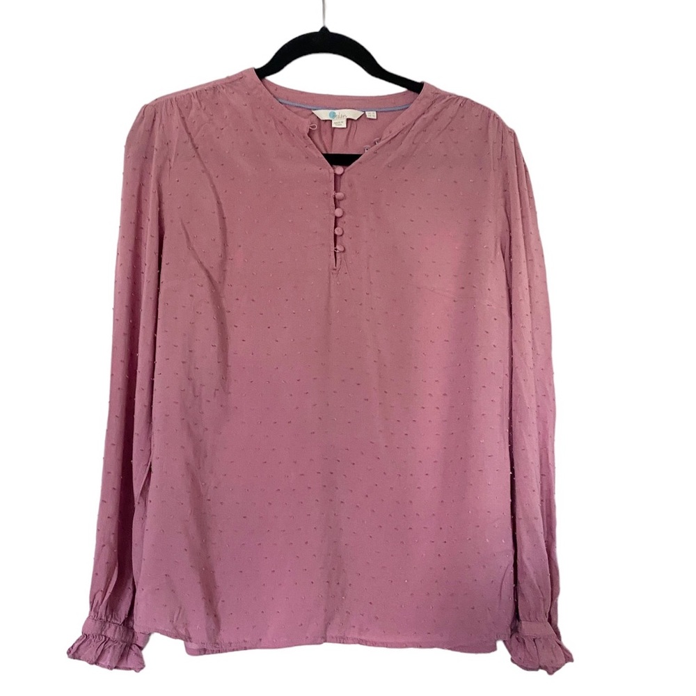 Boden Mauve pink/purple Lori long sleeve Dotted Swiss Blouse - see photos - 10